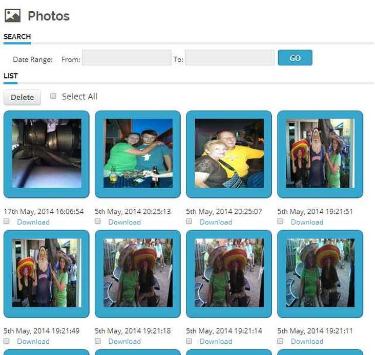 Easy Spy members area showing photos they have taken with their mobile device